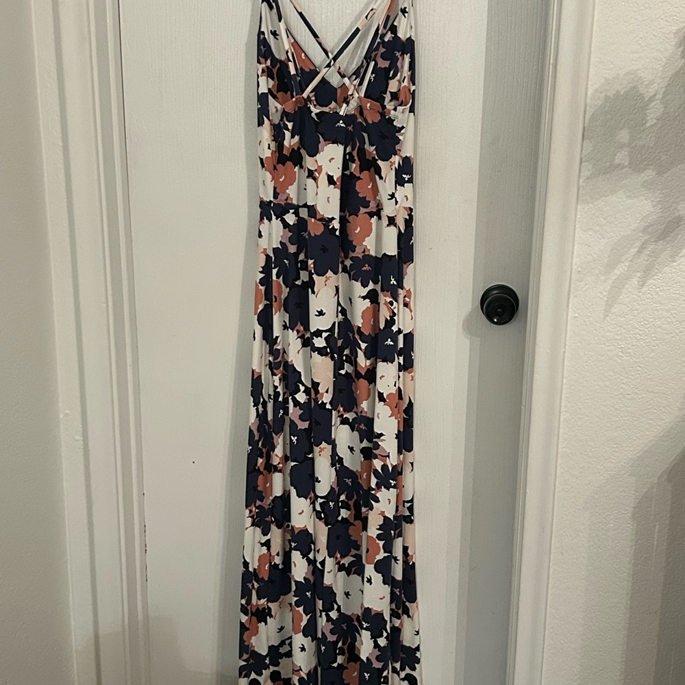 Market & Spruce Navy and Coral Floral Dress